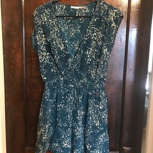 Dark teal/green and cream faux wrap tunic